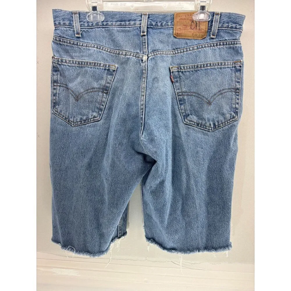 Vintage‎ Levis Mens 550 Relaxed Fit Denim Shorts Light Wash Size 36x34 2001 Y2K